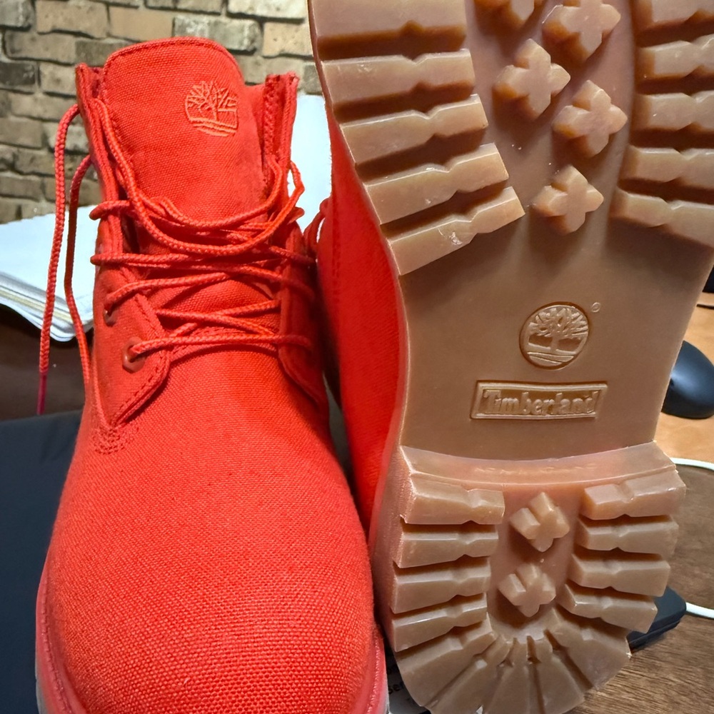 Timberland Bright Red Lace-Up Boots